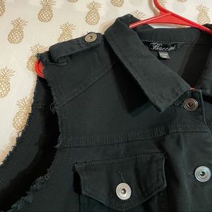 Black Distressed Jean Vest